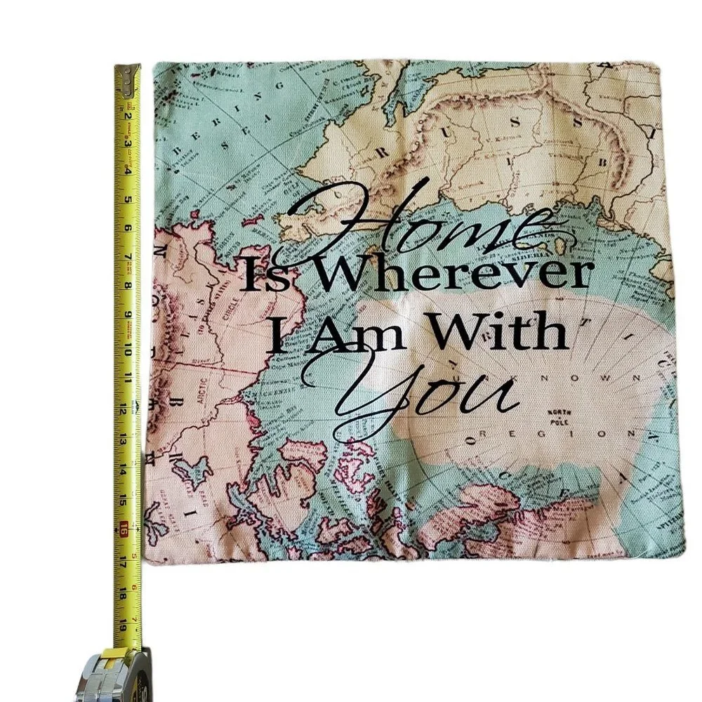 Smilyard World Map Pillow Cover Home‎ Is Wherever I Am With You